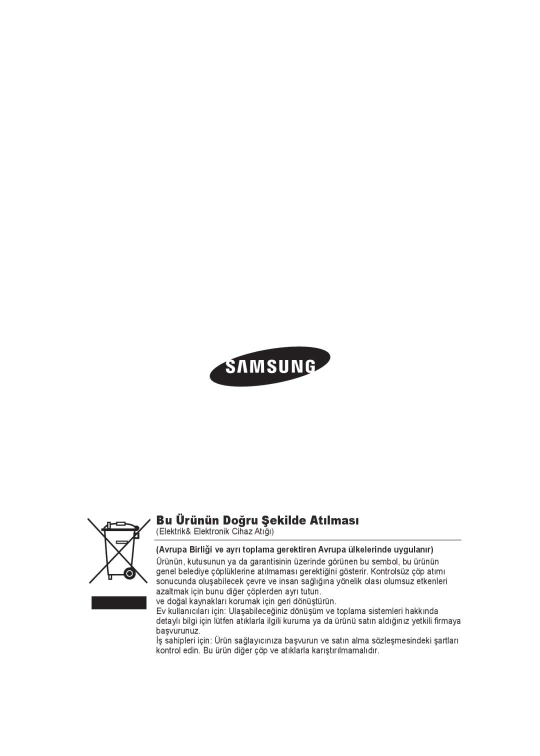 Samsung SCC-B9372P manual Bu Ürünün Doğru Şekilde Atılması 