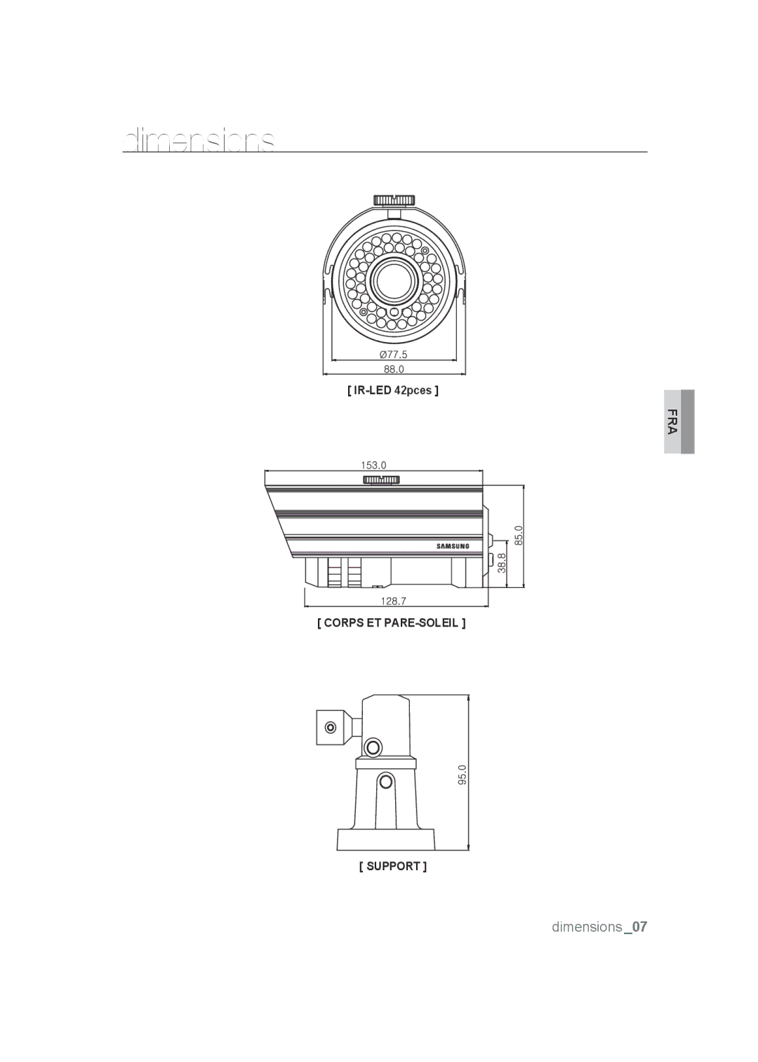 Samsung SCC-B9372P manual Corps ET PARE-SOLEIL Support 