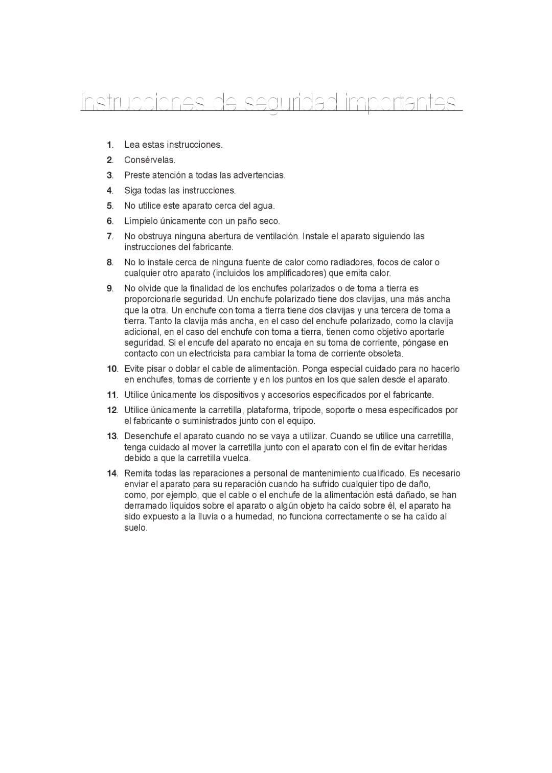 Samsung SCC-B9372P manual Instrucciones de seguridad importantes 