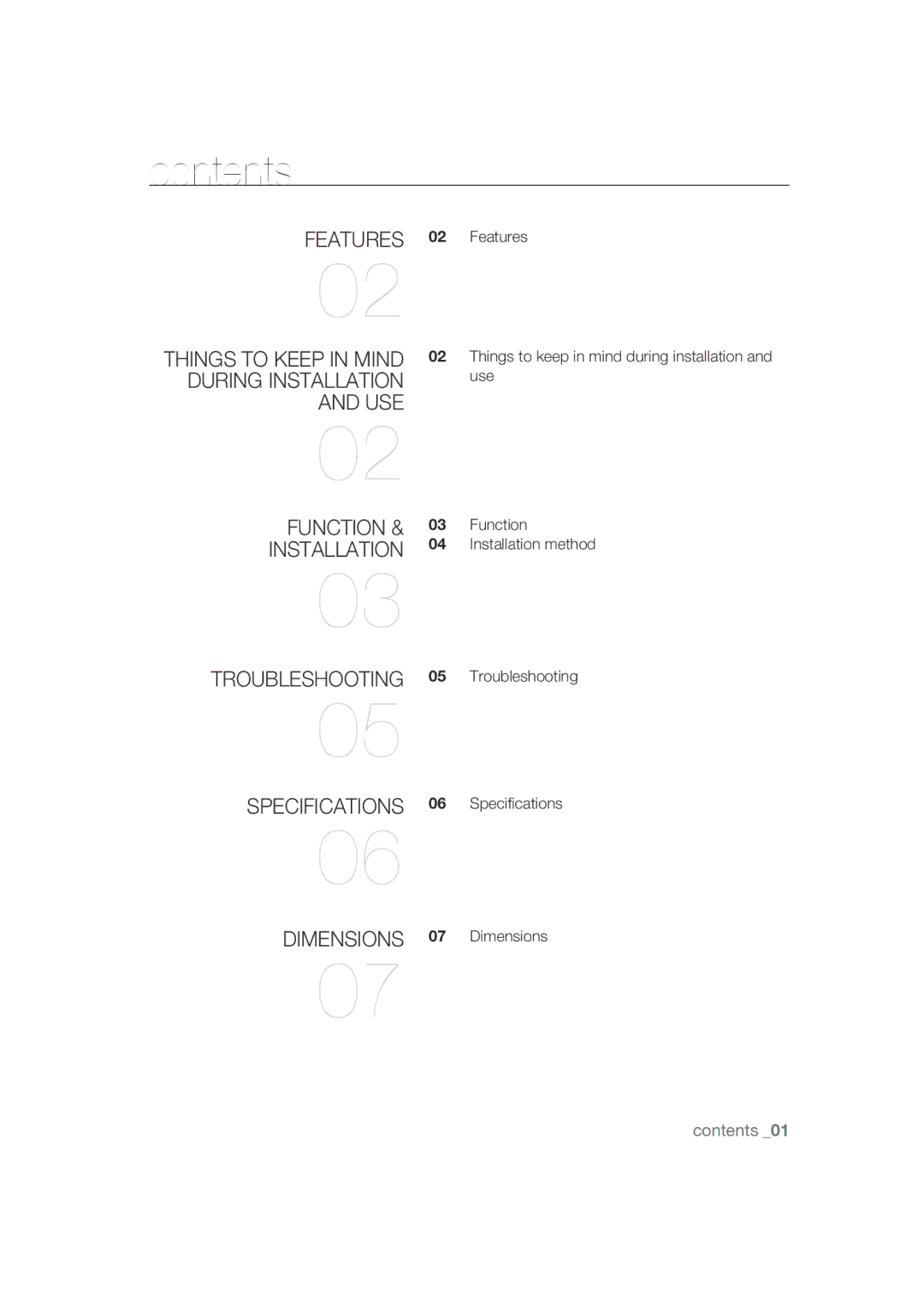 Samsung SCC-B9372P manual Contents 