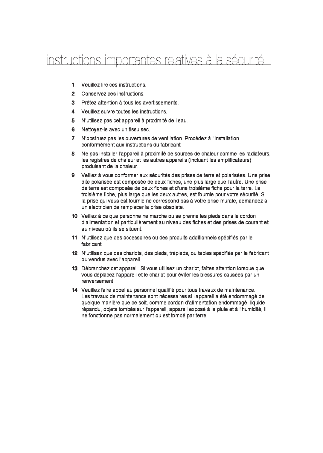 Samsung SCC-B9372P manual instructions importantes relatives à la sécurité 