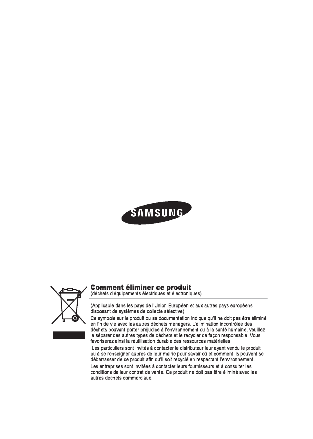 Samsung SCC-B9372P manual Comment éliminer ce produit 
