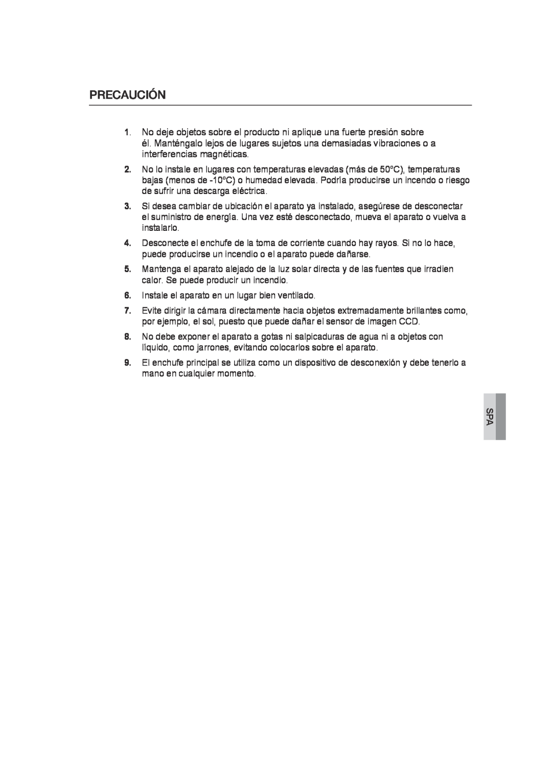 Samsung SCC-B9372P manual Precaución 