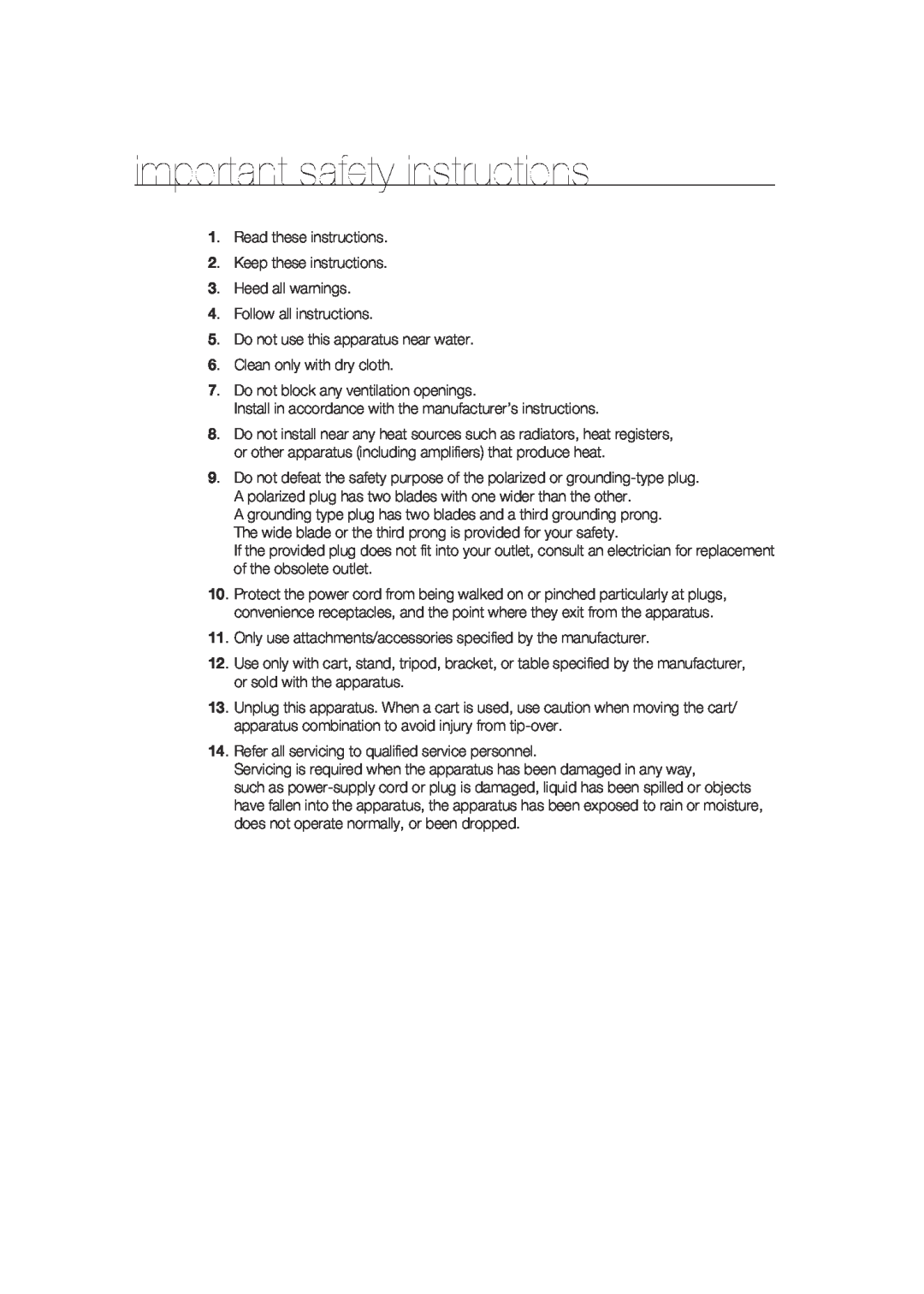 Samsung SCC-B9372P manual important safety instructions 