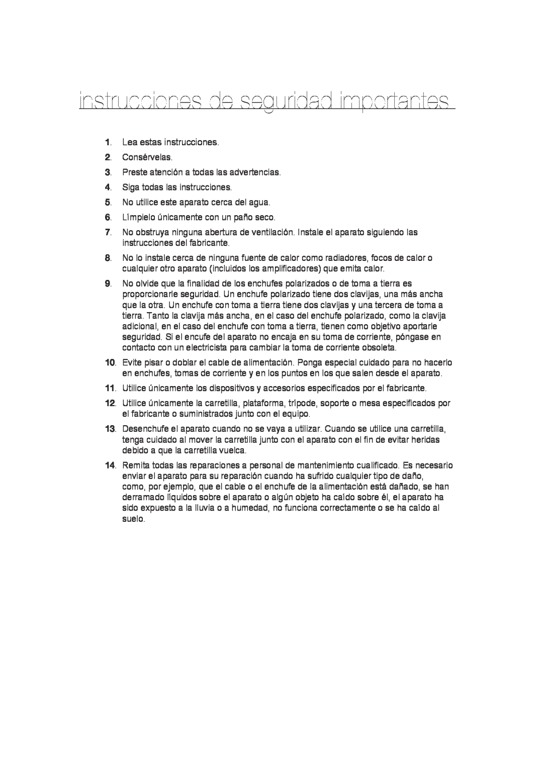 Samsung SCC-B9372P manual instrucciones de seguridad importantes 