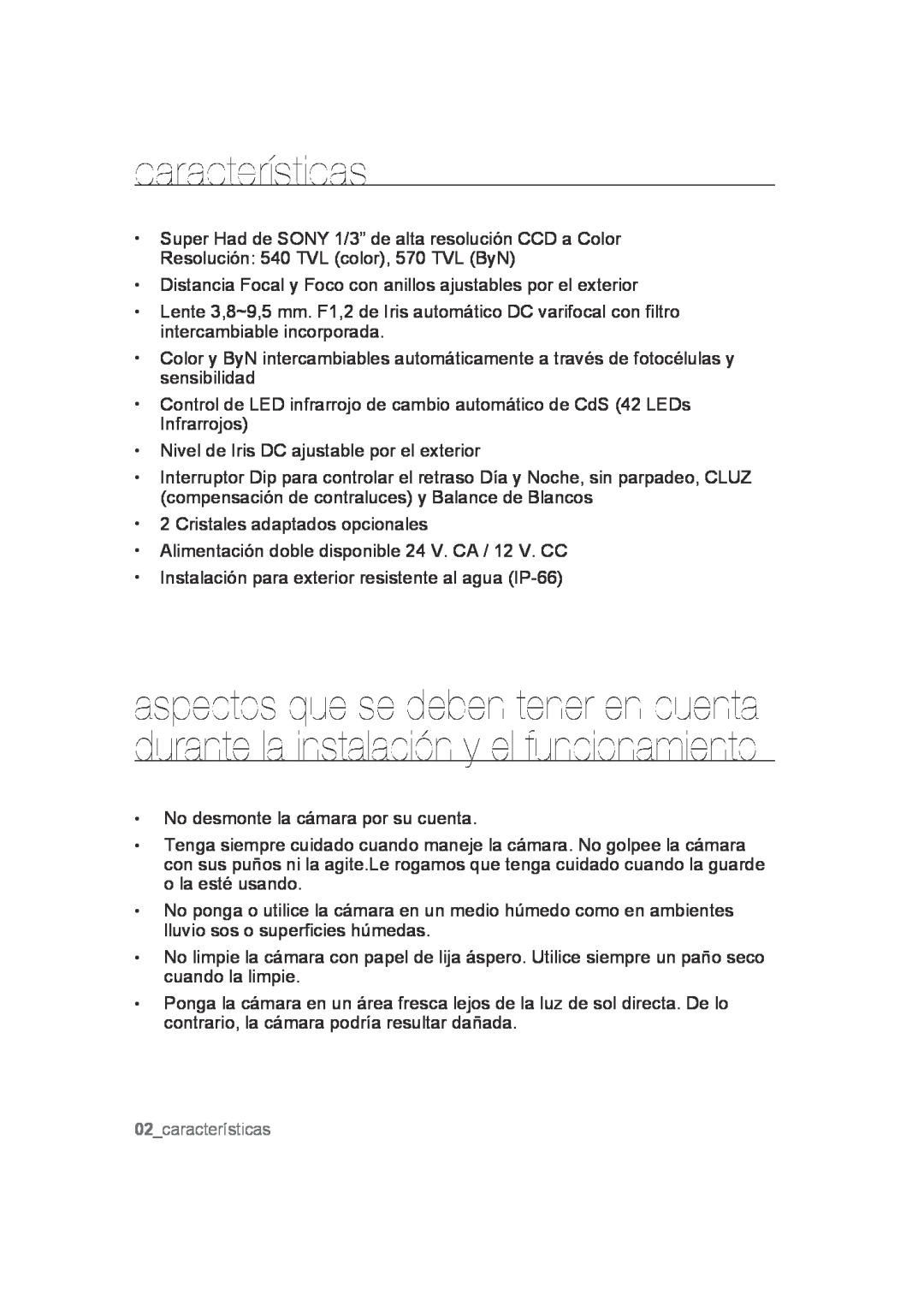 Samsung SCC-B9372P manual características 