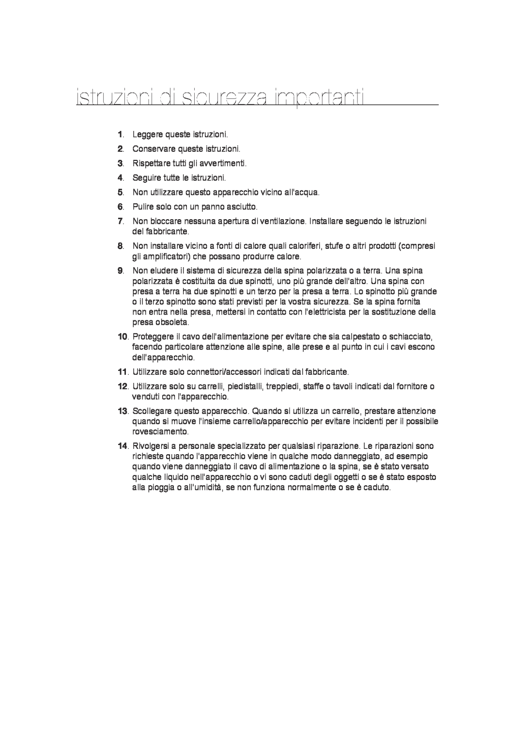 Samsung SCC-B9372P manual istruzioni di sicurezza importanti 