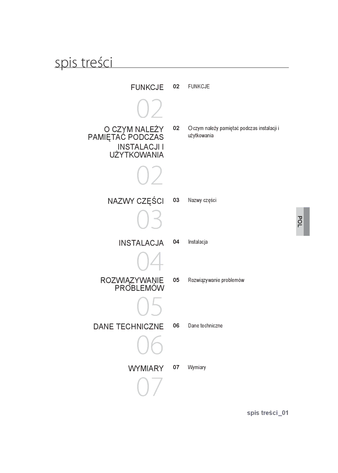 Samsung SCC-B9373CN, SCC-B9373CP, SCC-B9373P manual Spis treści 