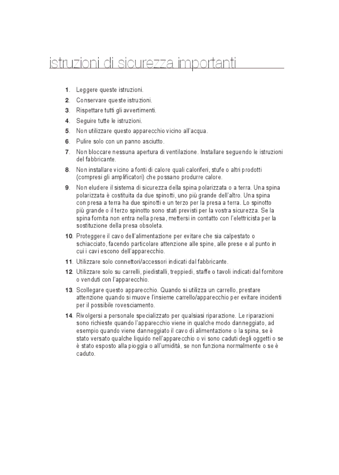 Samsung SCC-B9373P, SCC-B9373CP, SCC-B9373CN manual Istruzioni di sicurezza importanti 