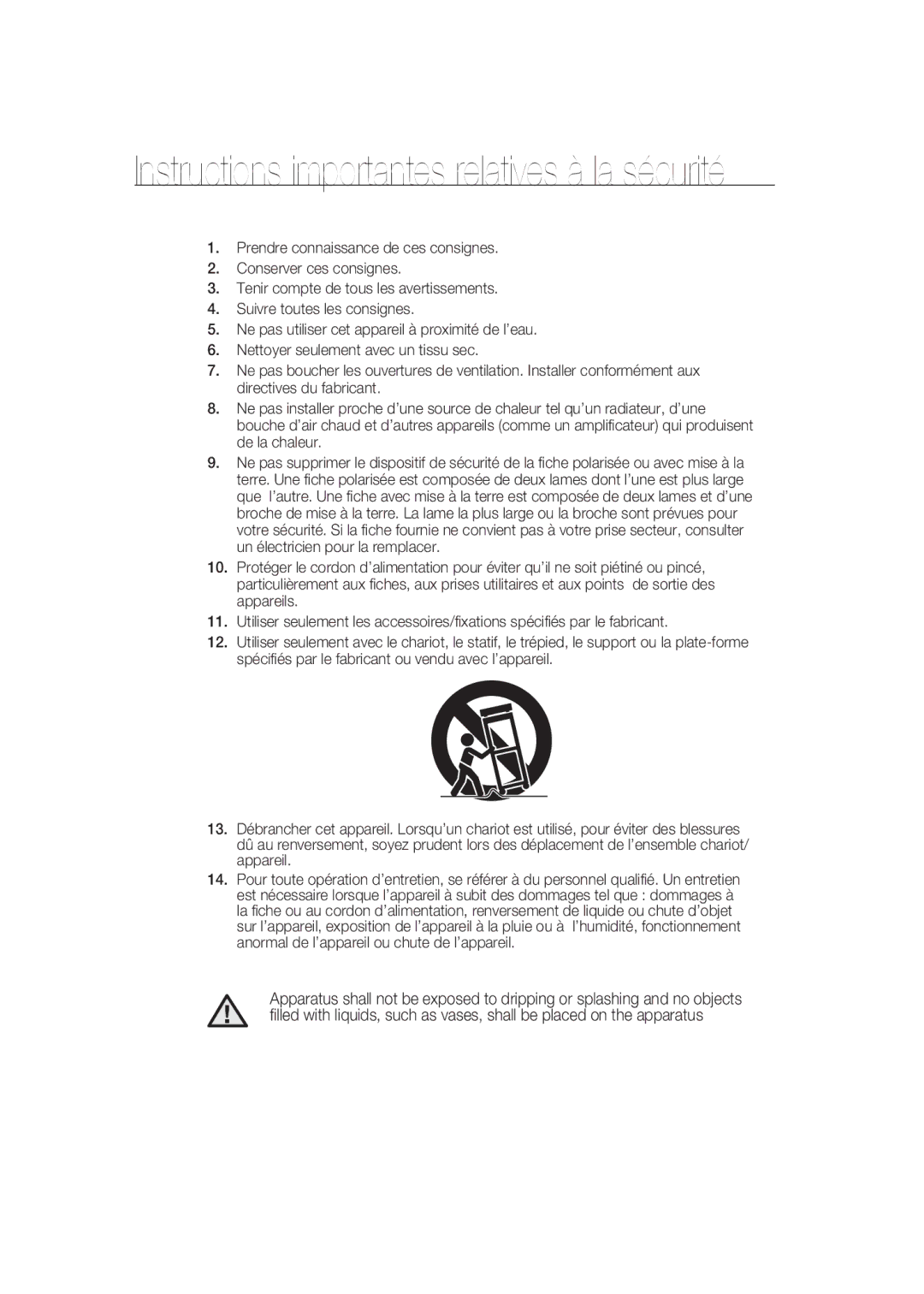 Samsung SCC-B9373P, SCC-B9373CP, SCC-B9373CN manual Instructions importantes relatives à la sécurité 