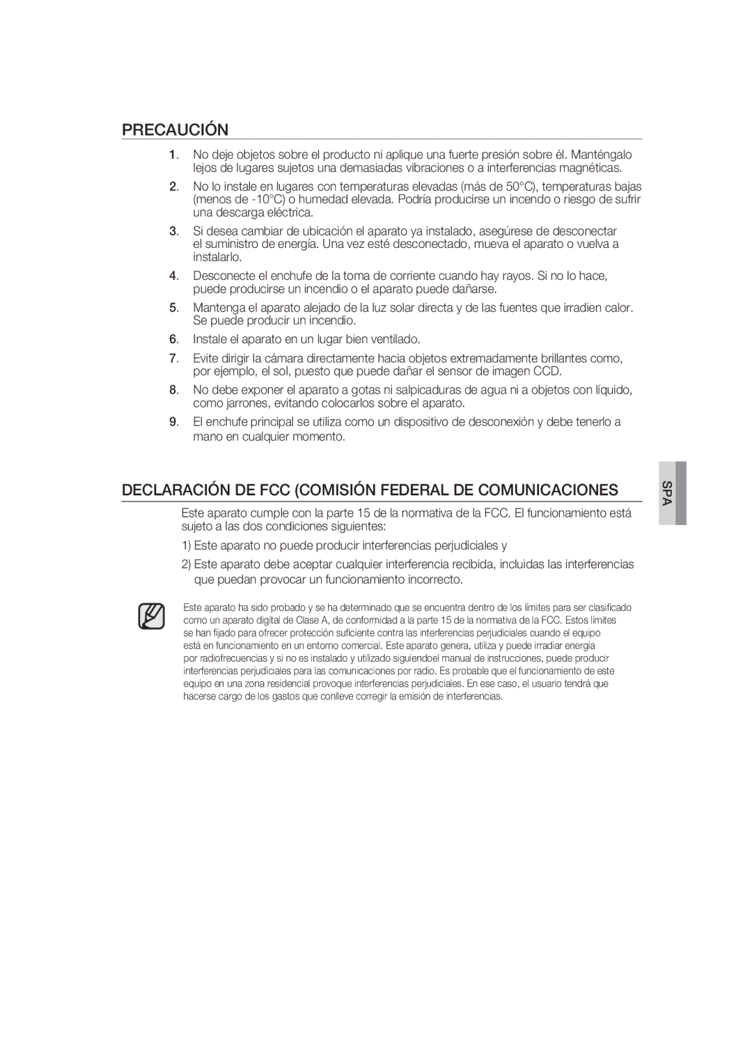 Samsung SCC-B9373CP, SCC-B9373P, SCC-B9373CN manual Precaución 