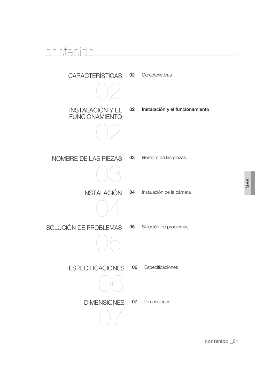 Samsung SCC-B9373CN, SCC-B9373CP, SCC-B9373P manual Contenido, Funcionamiento 