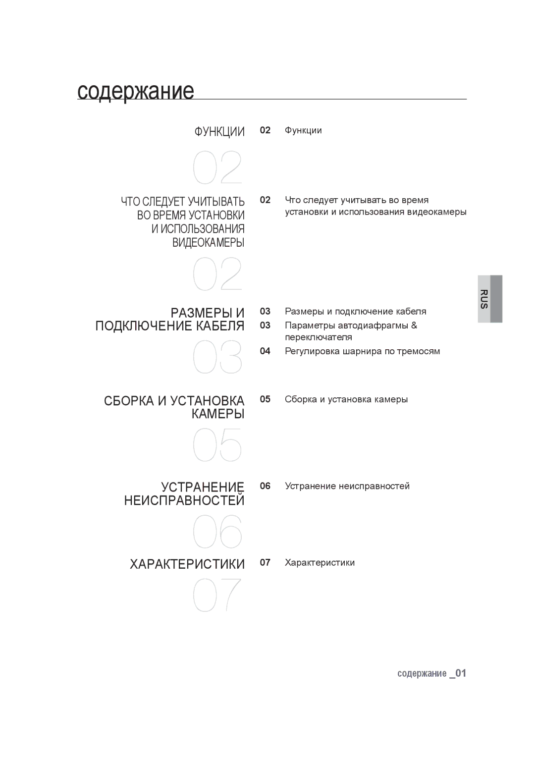 Samsung SCC-B9374P manual Содержание 