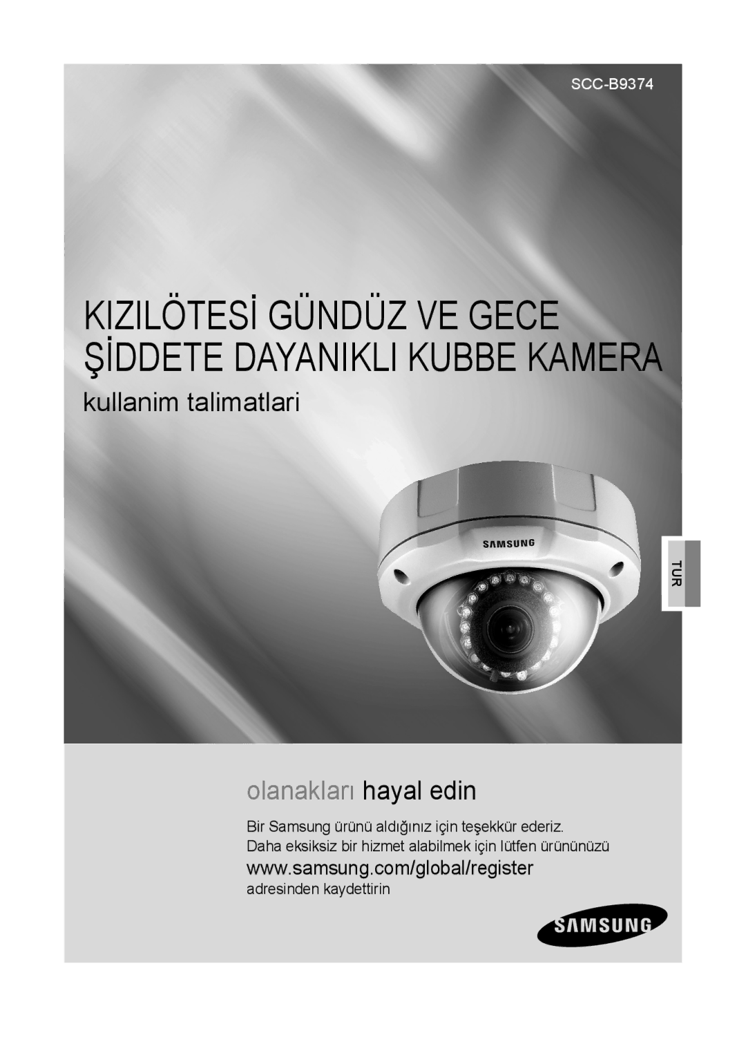 Samsung SCC-B9374P manual Kizilötesİ Gündüz VE Gece Şİddete Dayanikli Kubbe Kamera 