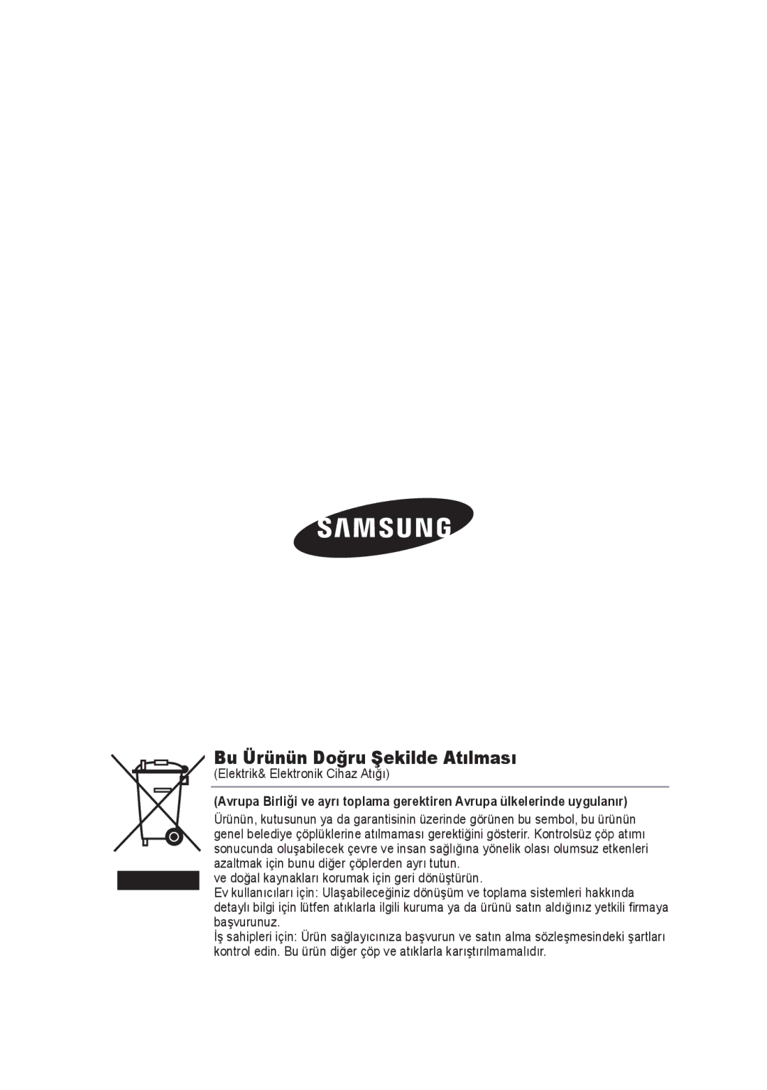 Samsung SCC-B9374P manual Bu Ürünün Doğru Şekilde Atılması 