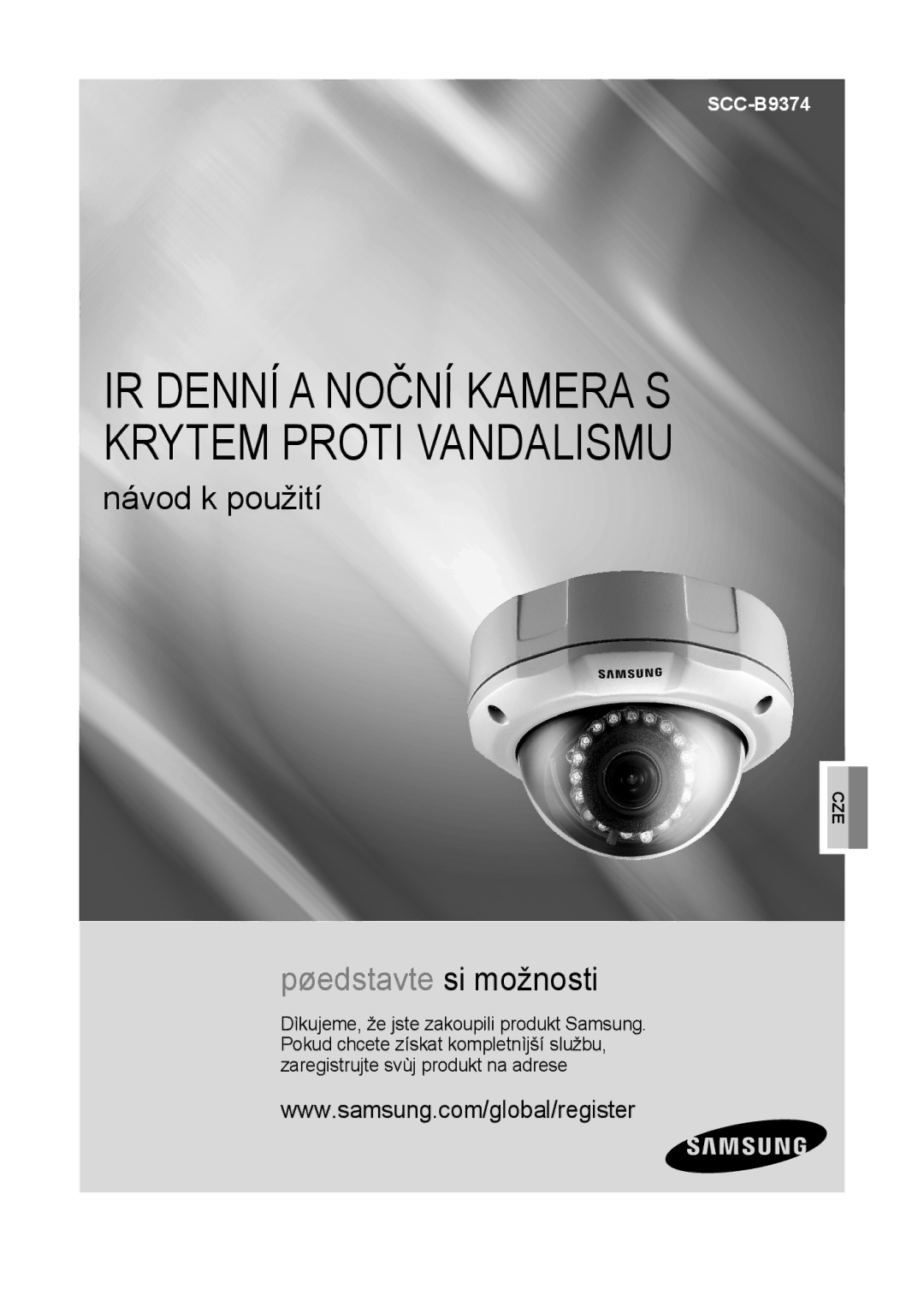 Samsung SCC-B9374P manual IR Denní a Noční Kamera S Krytem Proti Vandalismu 