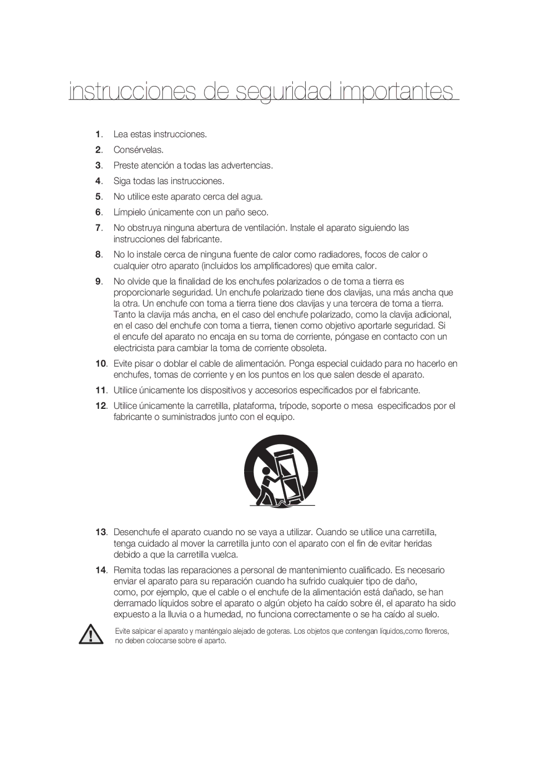 Samsung SCC-B9374P manual Instrucciones de seguridad importantes 