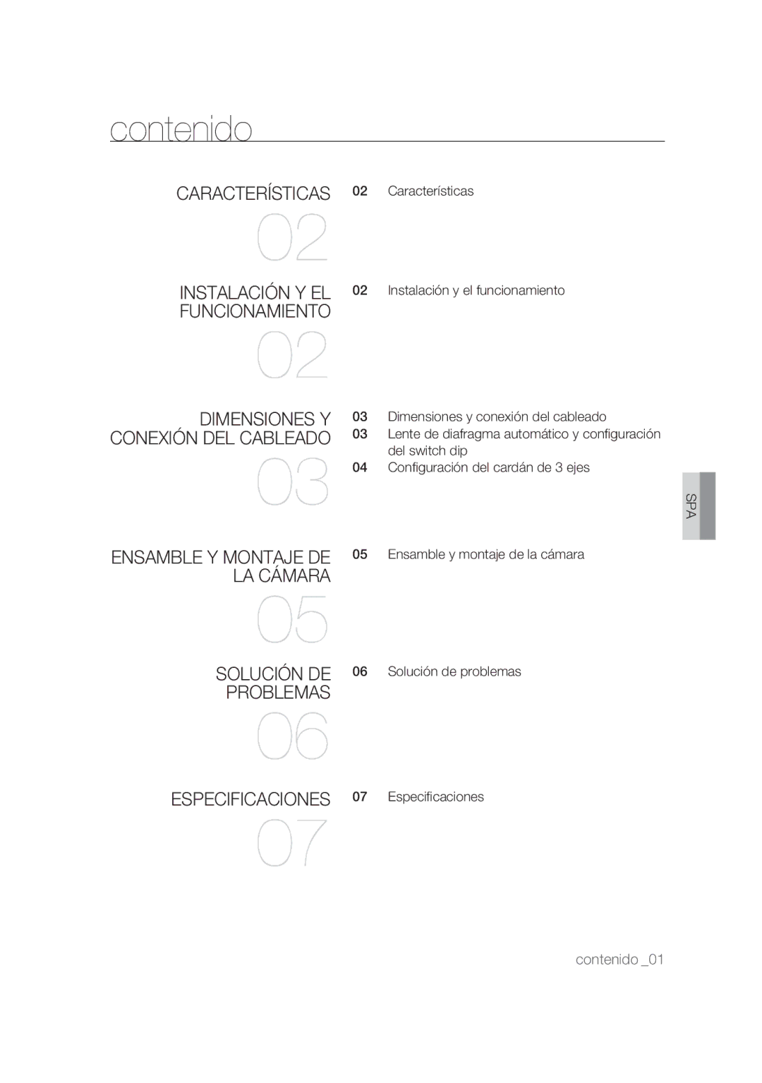 Samsung SCC-B9374P manual Contenido 