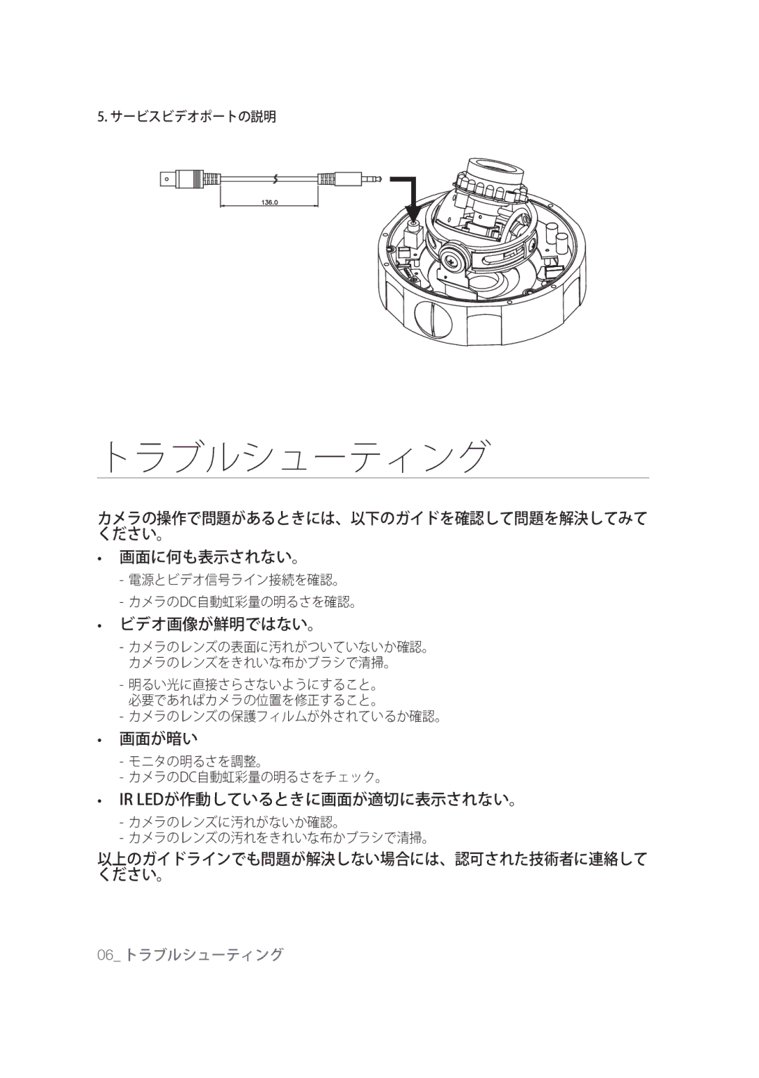 Samsung SCC-B9374P manual トラブルシューティング, ビデオ画像が鮮明ではない。 