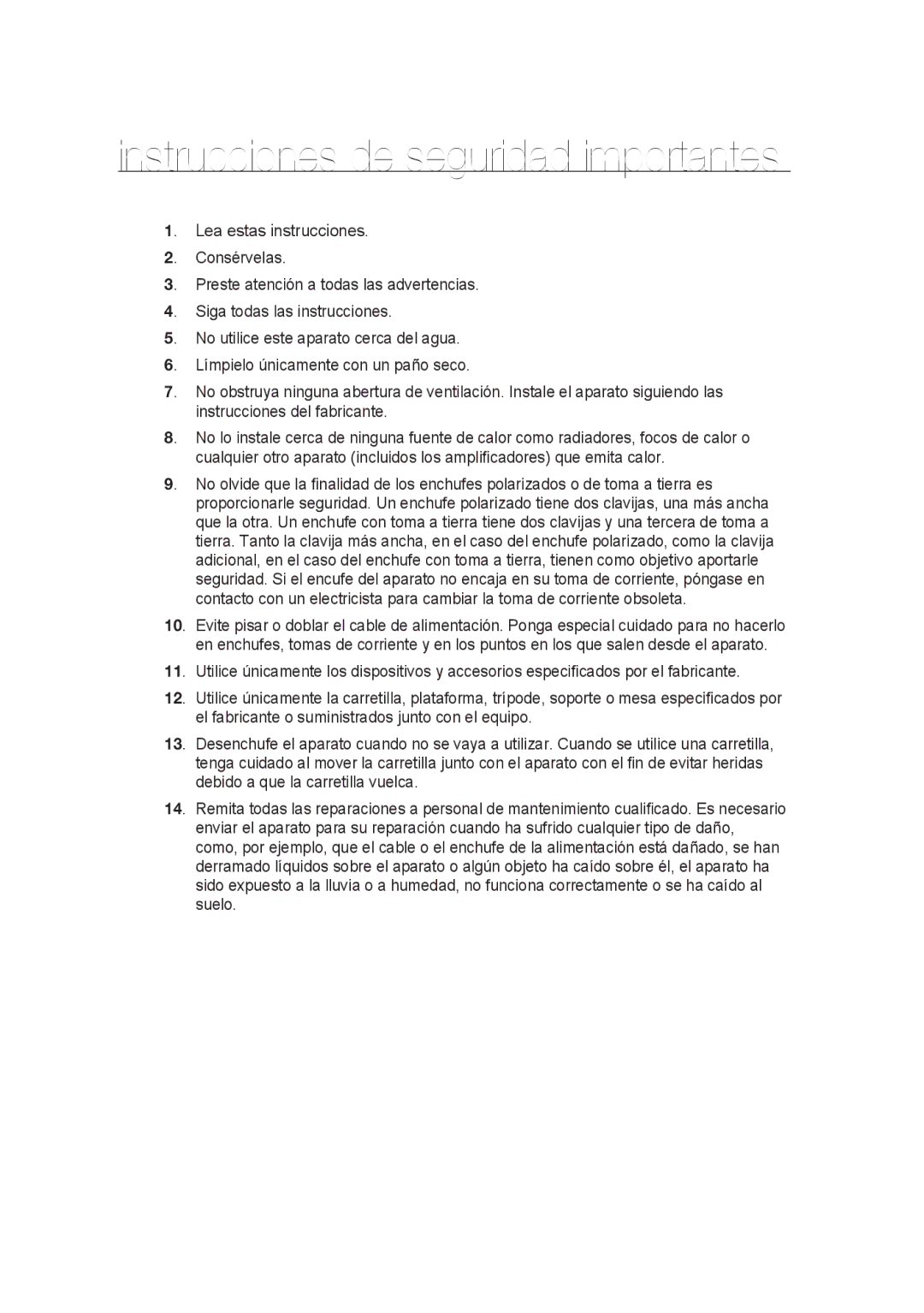 Samsung SCC-B9374P manual Instrucciones de seguridad importantes 