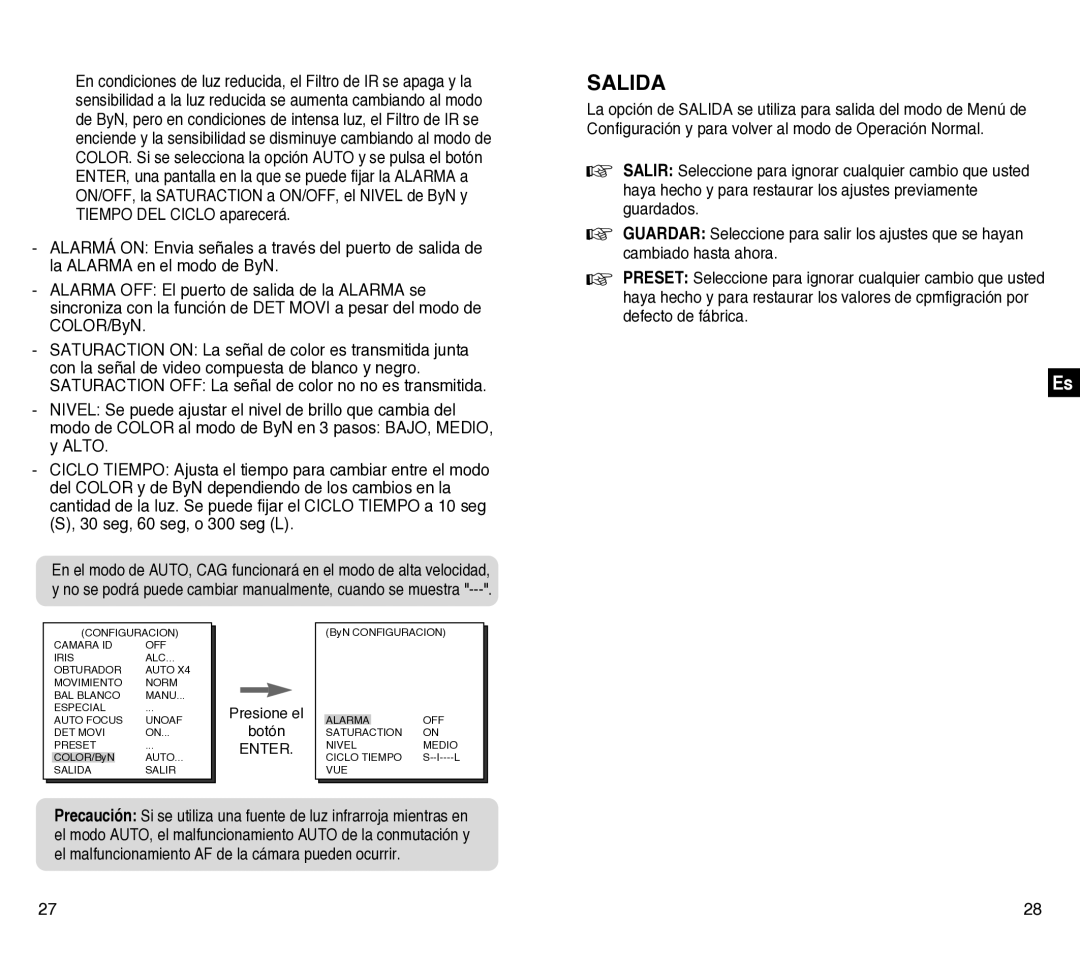 Samsung SCC-C4201P, SCC-C4301P manual Salida 