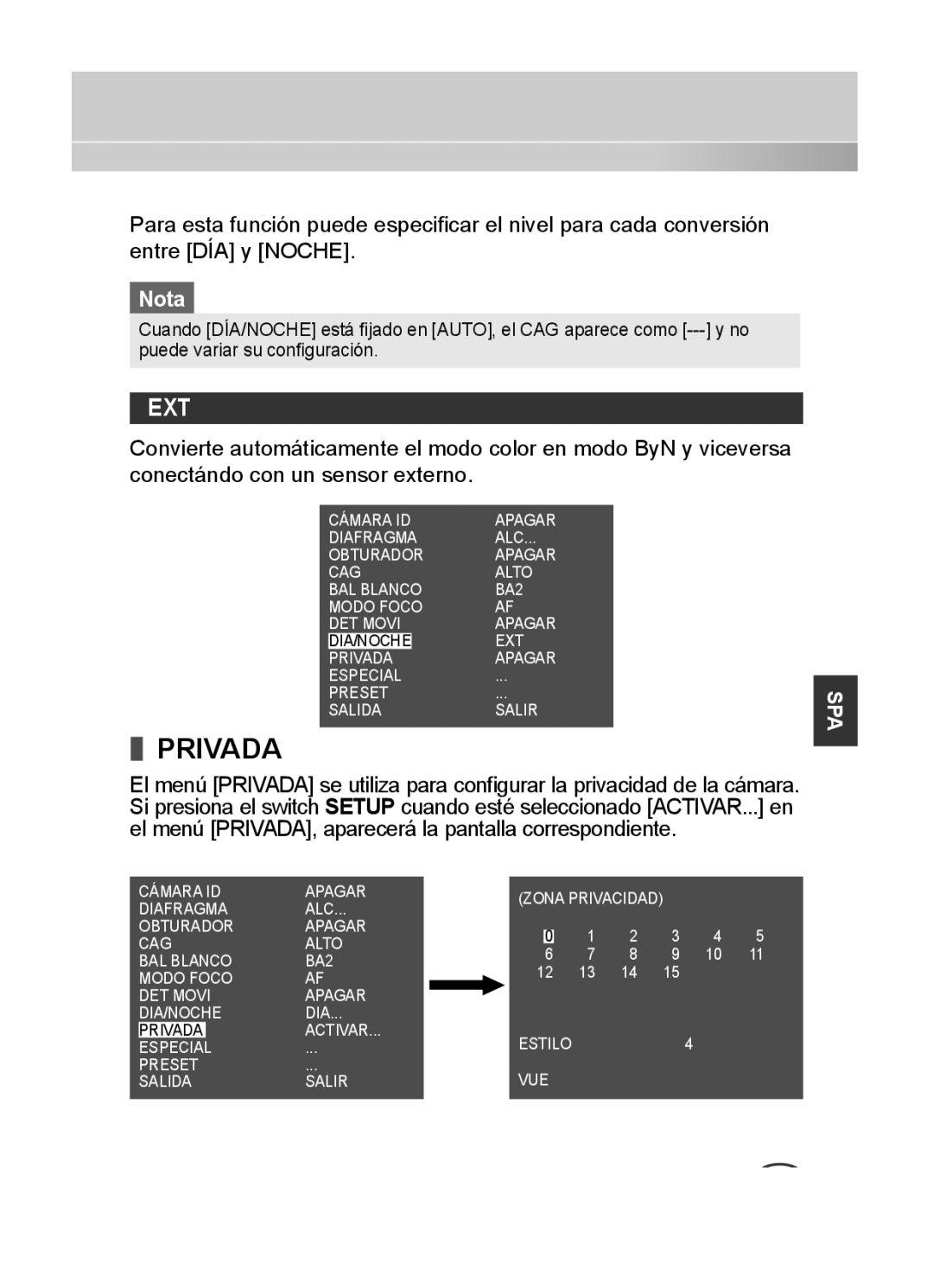 Samsung SCC-C4235P, SCC-C4333P, SCC-C4335P, SCC-C4233P manual Privada, Ext 