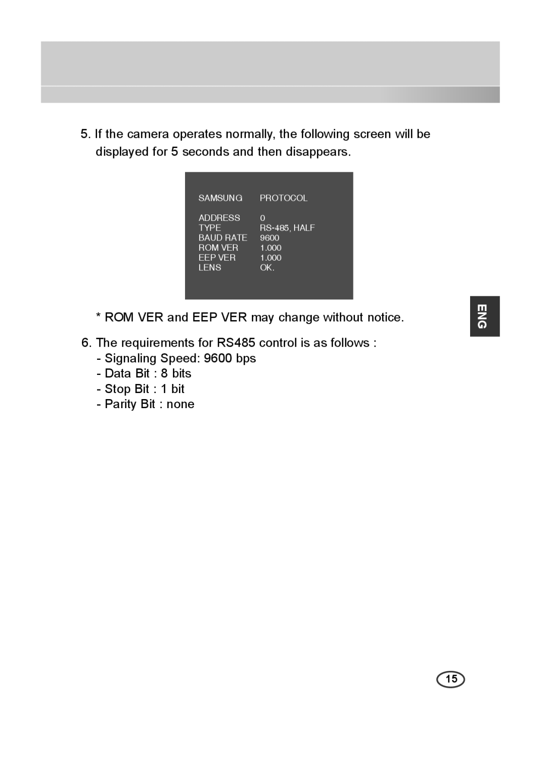 Samsung SCC-C4333P, SCC-C4335P, SCC-C4233P, SCC-C4235P manual Samsung Protocol Address Type 