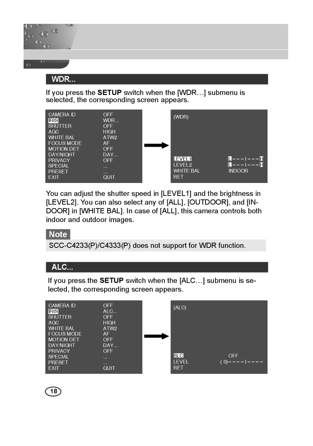 Samsung SCC-C4233P, SCC-C4333P, SCC-C4335P, SCC-C4235P manual Wdr 