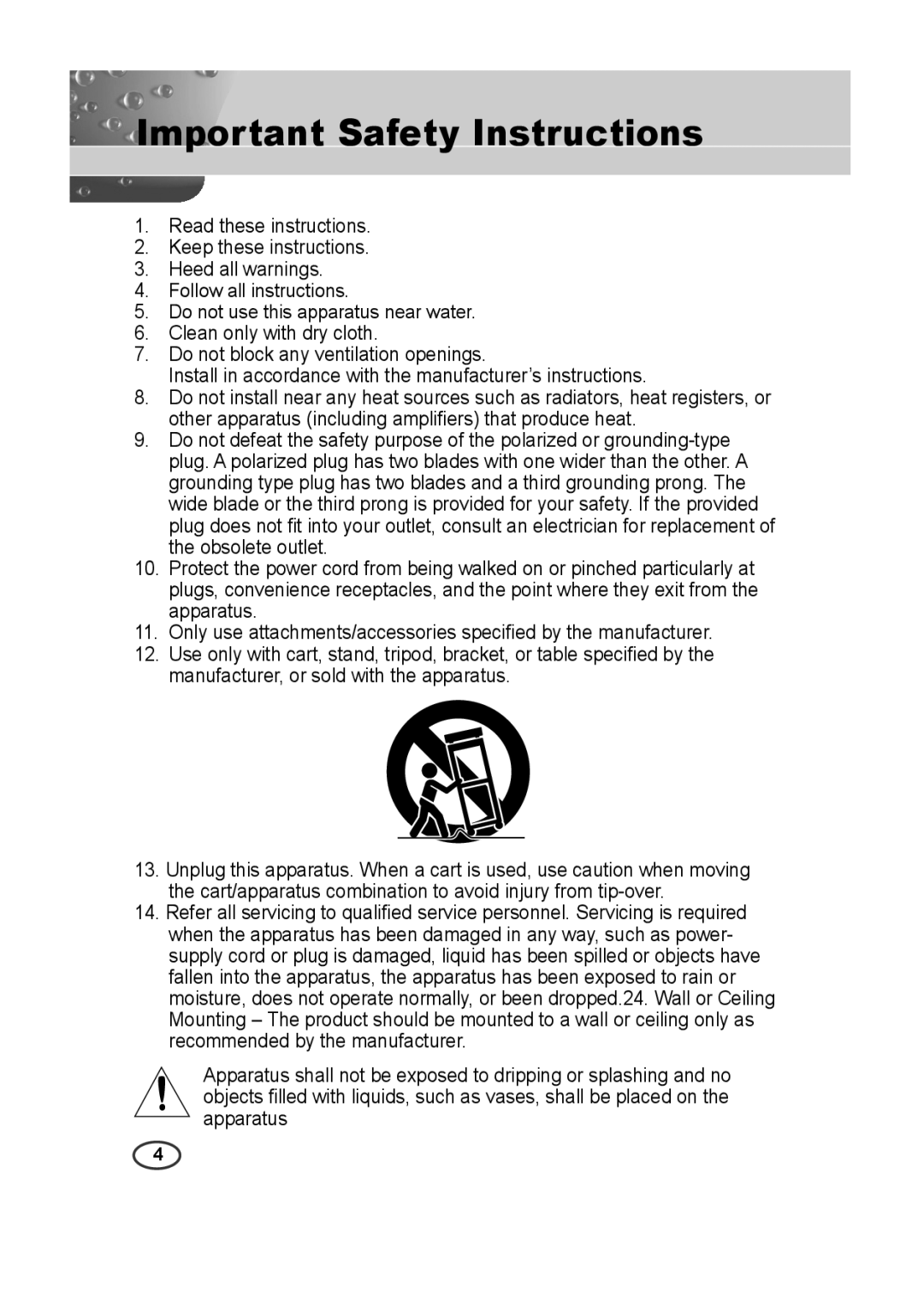 Samsung SCC-C4235P, SCC-C4333P, SCC-C4335P, SCC-C4233P manual Important Safety Instructions 