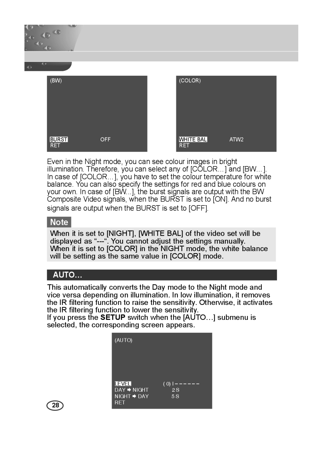 Samsung SCC-C4233P, SCC-C4333P, SCC-C4335P, SCC-C4235P manual Auto… 