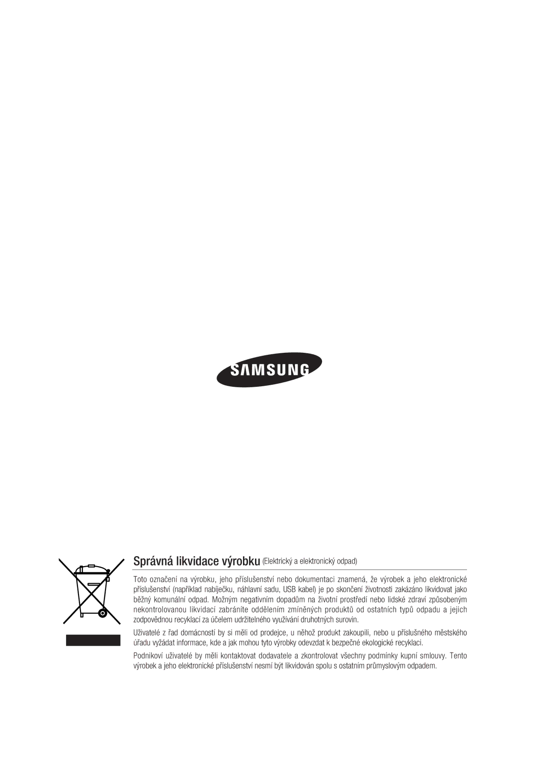 Samsung SCC-C4237P, SCC-C4239P manual Správná likvidace výrobku Elektrický a elektronický odpad 