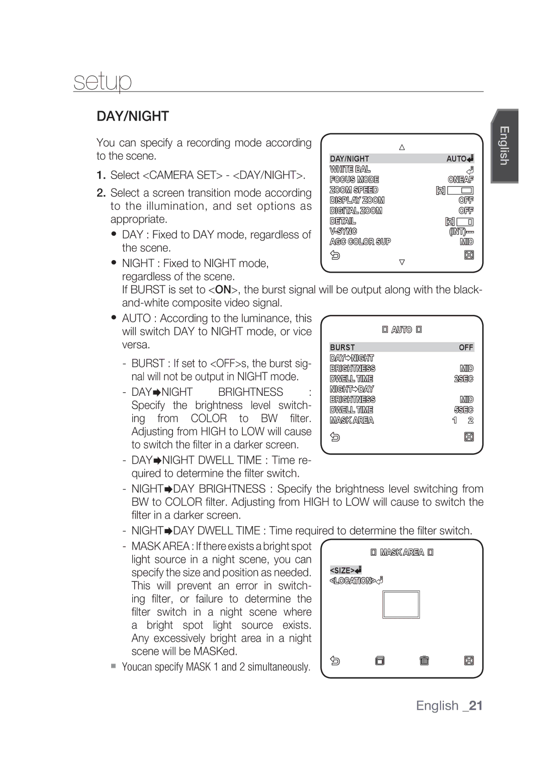 Samsung SCC-C4237P, SCC-C4239P manual Day/Night 