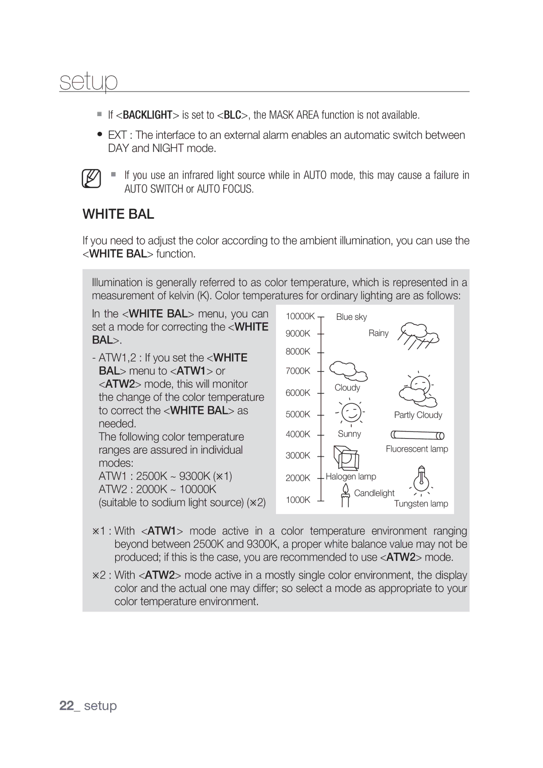 Samsung SCC-C4239P, SCC-C4237P manual White BAL 