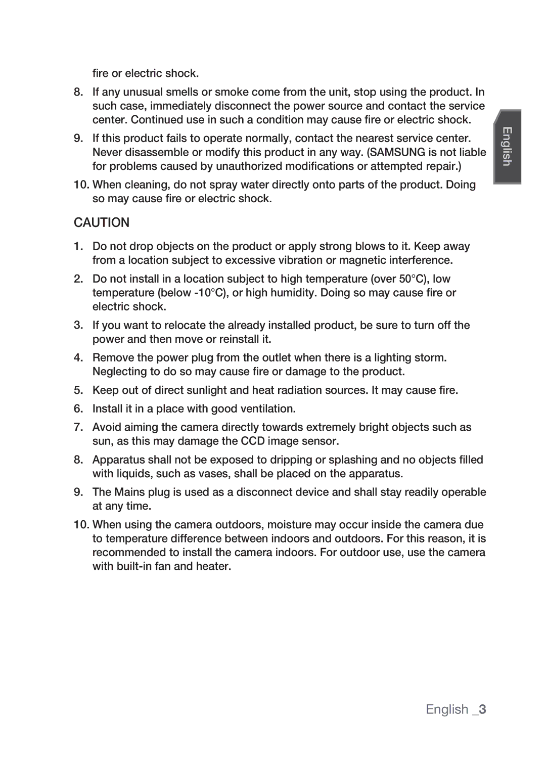 Samsung SCC-C4237P, SCC-C4239P manual English 