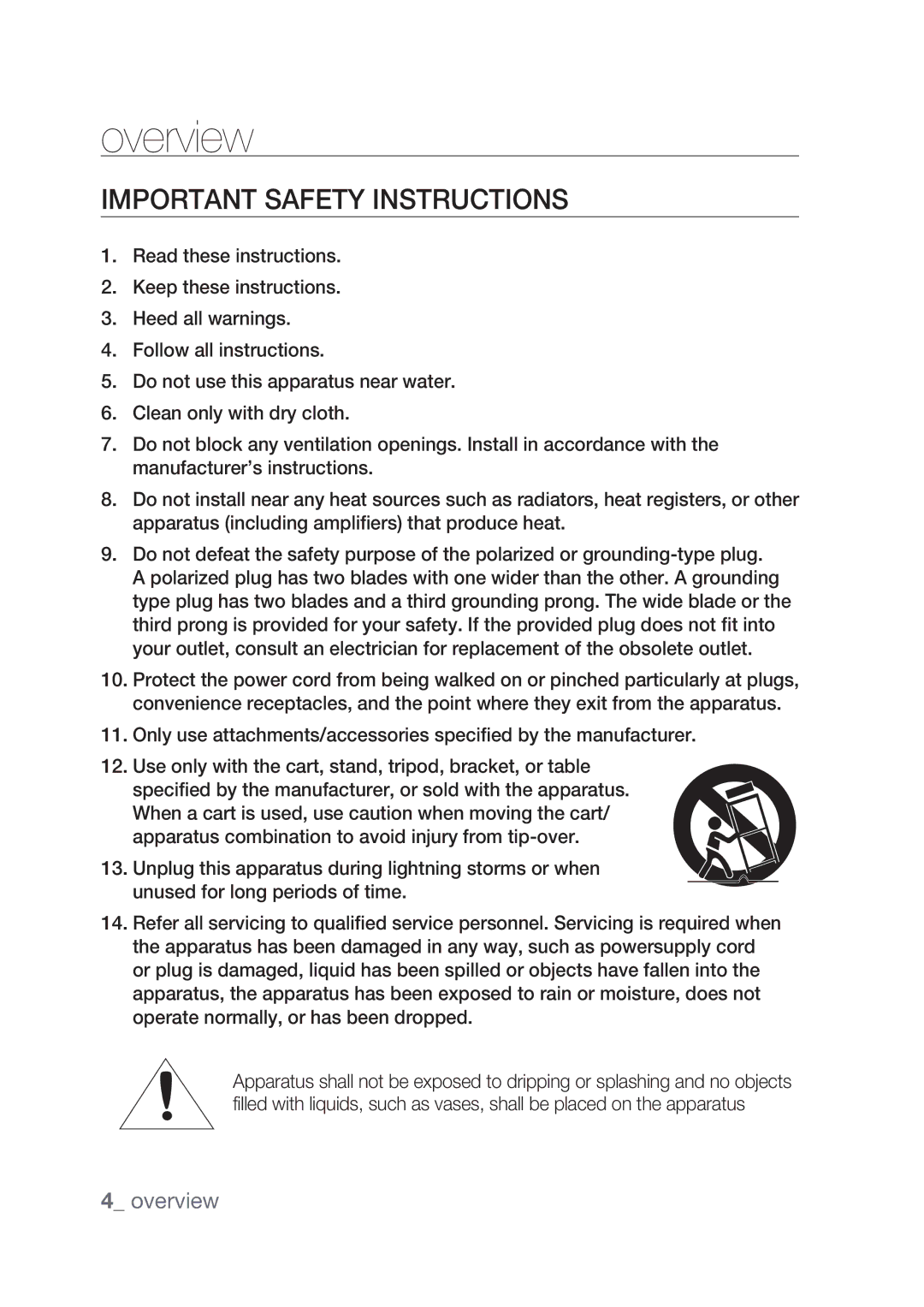 Samsung SCC-C4239P, SCC-C4237P manual Important Safety Instructions 