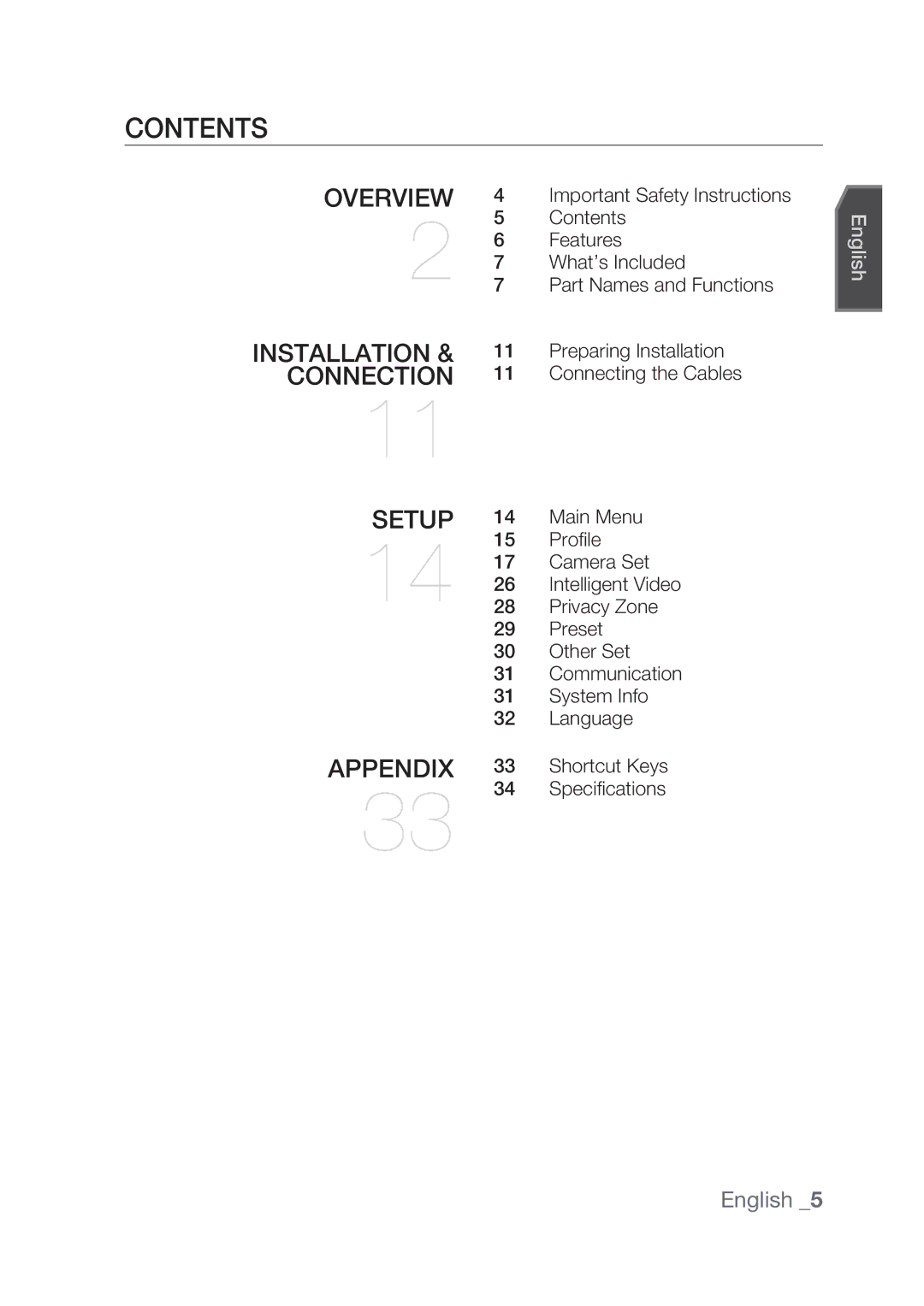 Samsung SCC-C4237P, SCC-C4239P manual Contents 