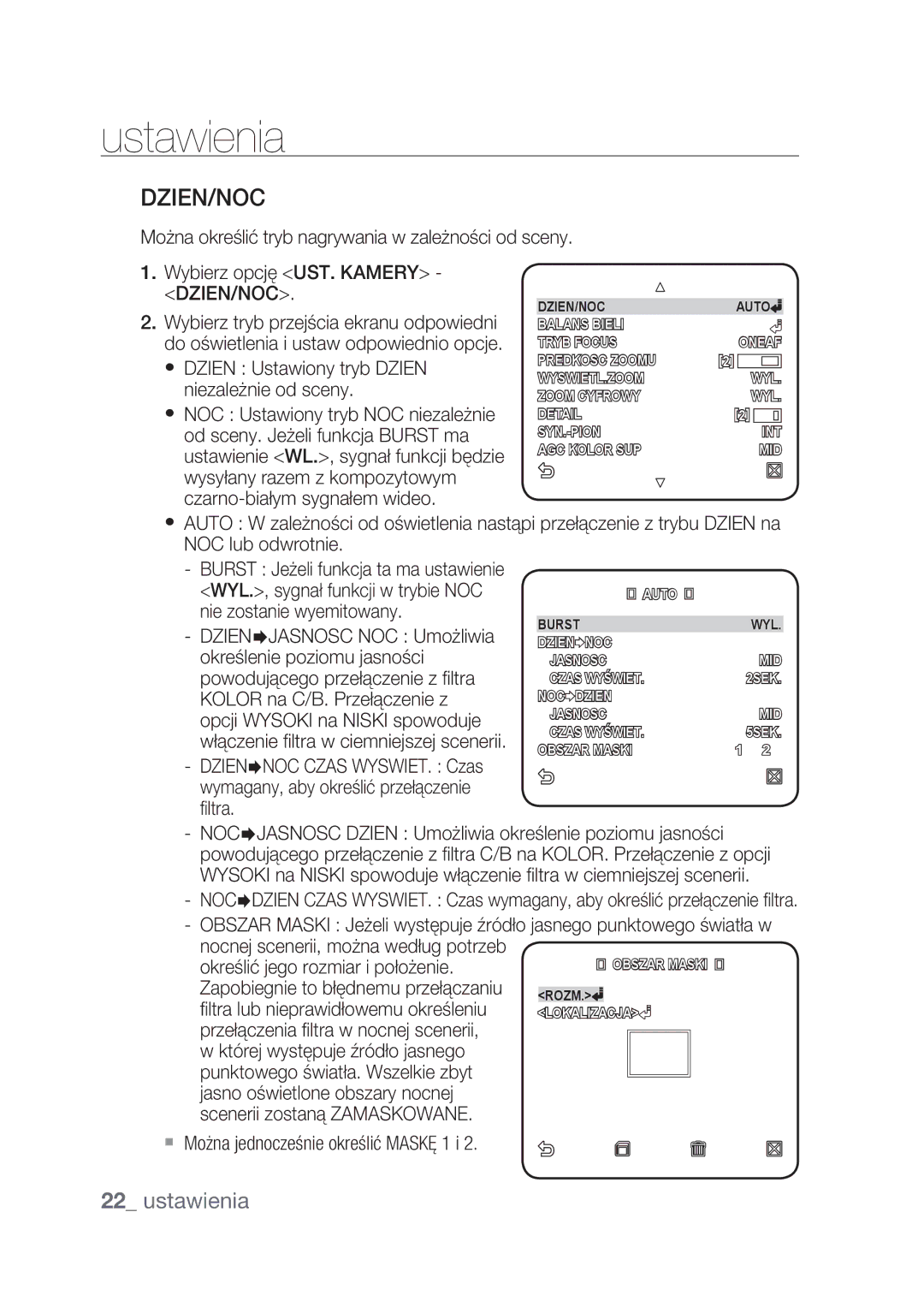 Samsung SCC-C4239P, SCC-C4237P manual Dzien/Noc 