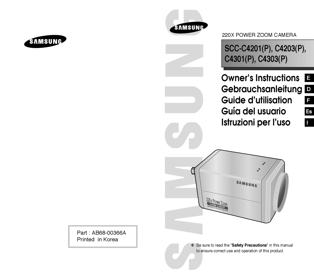 Samsung SCC-C4203AP, SCC-C4303AP manual Owner’s Instructions 