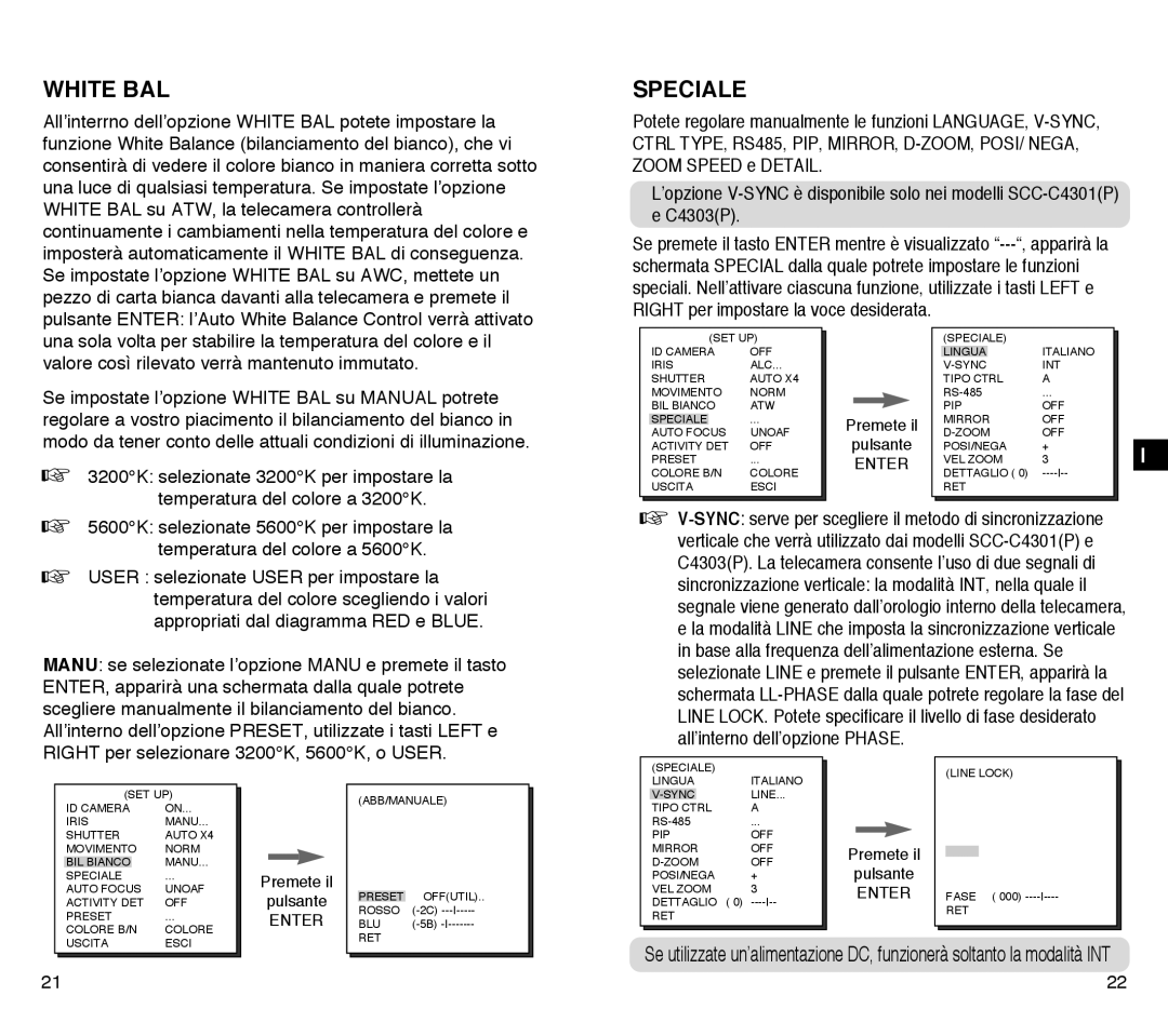 Samsung SCC-C4203AP, SCC-C4303AP manual Speciale 