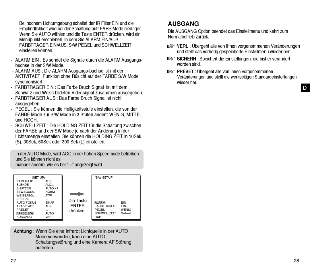 Samsung SCC-C4303AP, SCC-C4203AP manual Ausgang 