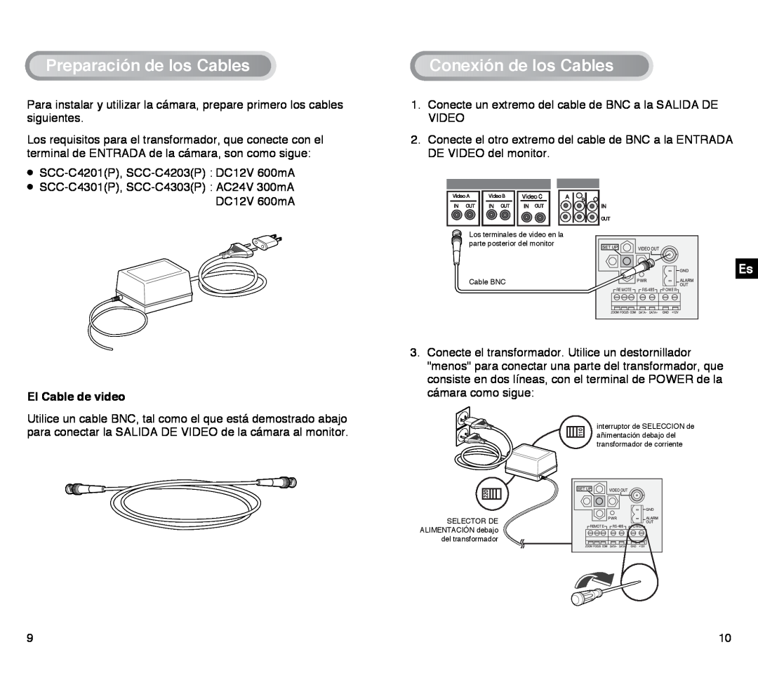 Samsung SCC-C4203AP, SCC-C4303AP manual PreparacióndelosCables, ConexióndelosCables, El Cable de video 