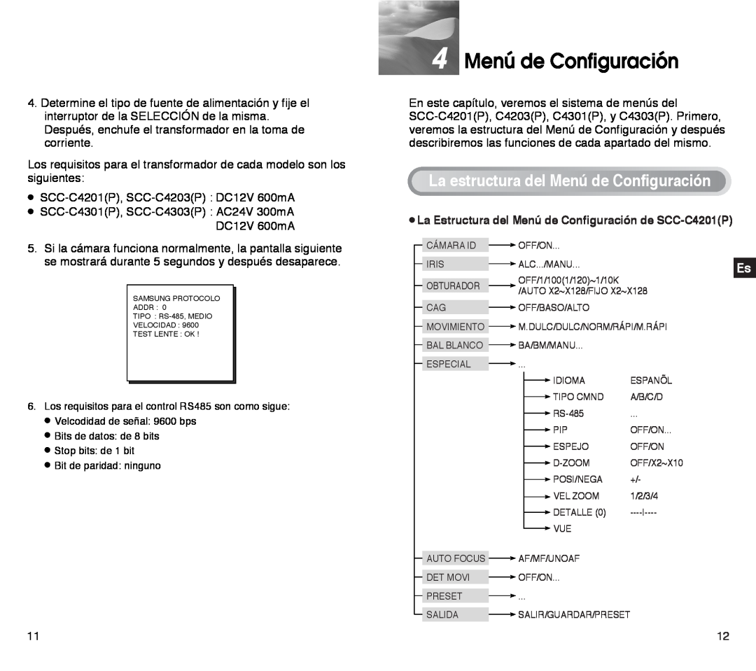 Samsung SCC-C4303AP, SCC-C4203AP manual 4 Menú de Configuración, LaestructuradelMenúdeConfiguración 