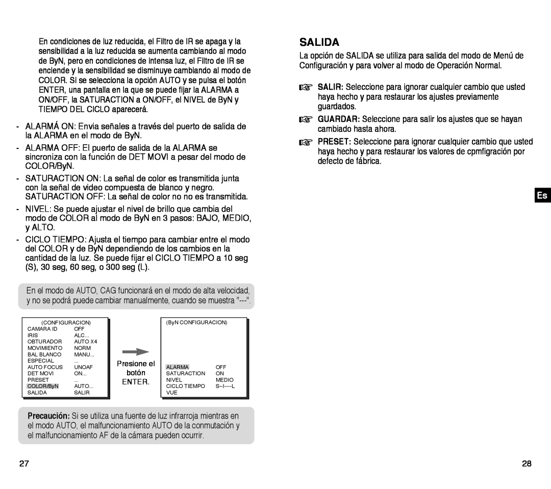 Samsung SCC-C4303AP, SCC-C4203AP manual Salida 