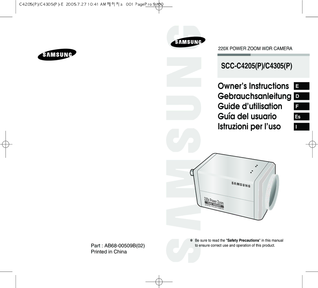 Samsung SCC-C4305(P) manual SCC-C4205P/C4305P 