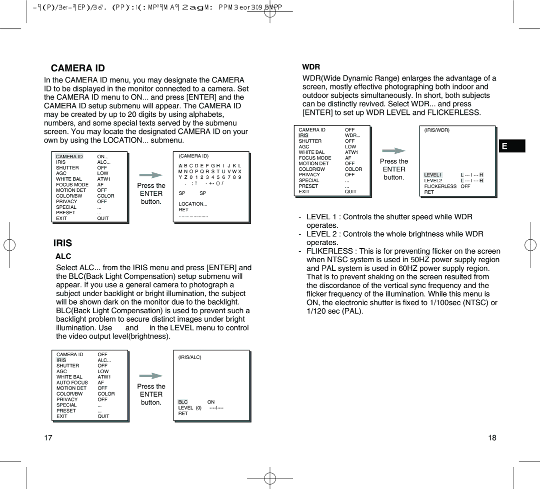 Samsung SCC-C4305(P) manual Camera ID, Iris 