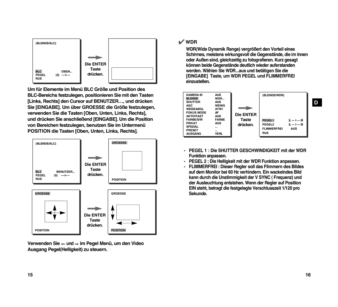 Samsung SCC-C4307P, SCC-C4207P manual Blende/Alc Blc 