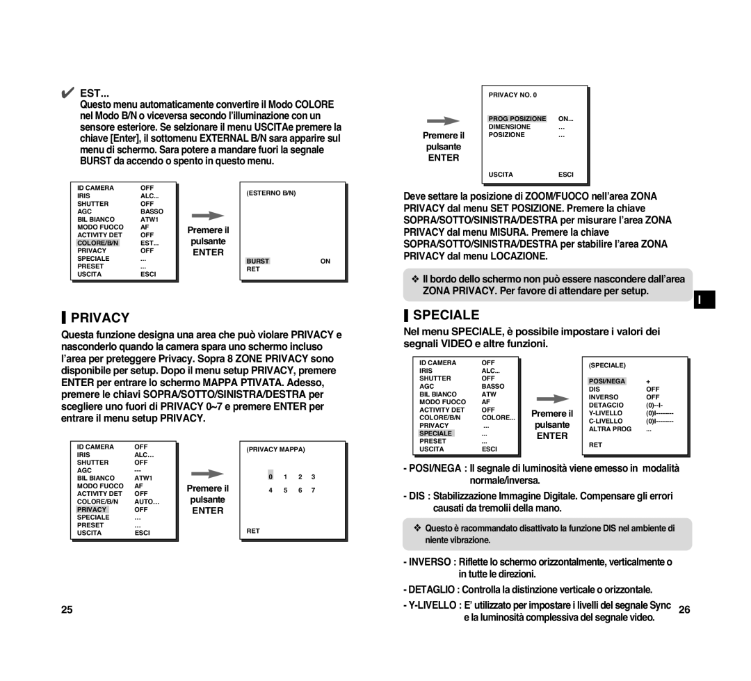 Samsung SCC-C4207P, SCC-C4307P manual Speciale, Est 