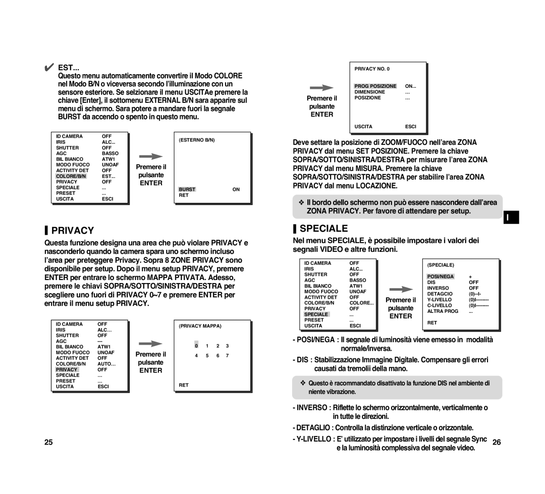 Samsung SCC-C4307P manual Speciale, Est 