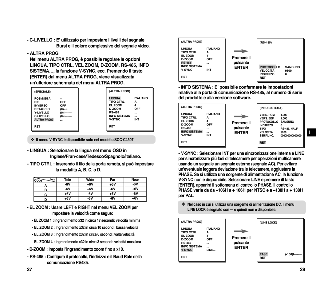 Samsung SCC-C4307P manual Altra Prog 