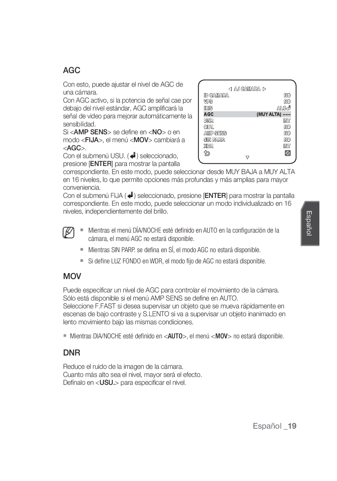 Samsung SCC-C4355P, SCC-C4253P manual Mov 